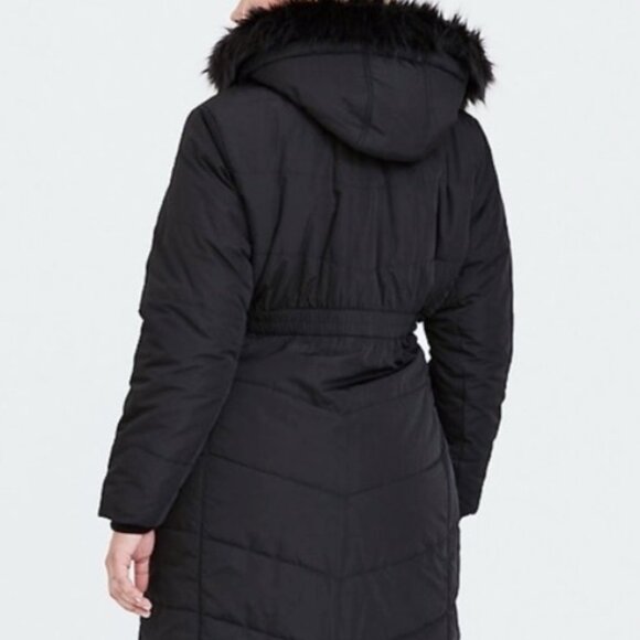 NEW $215 Torrid Maxi Fit & Flare faux Fur Long Hooded Puffer Jacket Coat 3 22/24 - Picture 5 of 7
